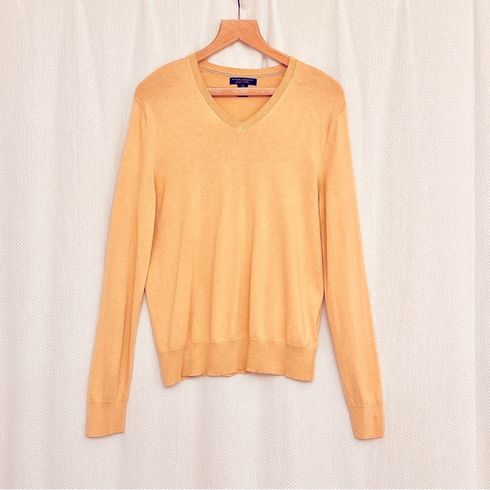 Silk&Cashmere Mustard V-Neck Sweater, size S